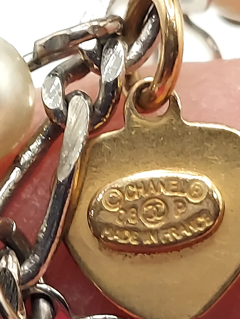 Chanel CC Clover and Heart Dangle Pierced Earrings Gold Silver VGC
